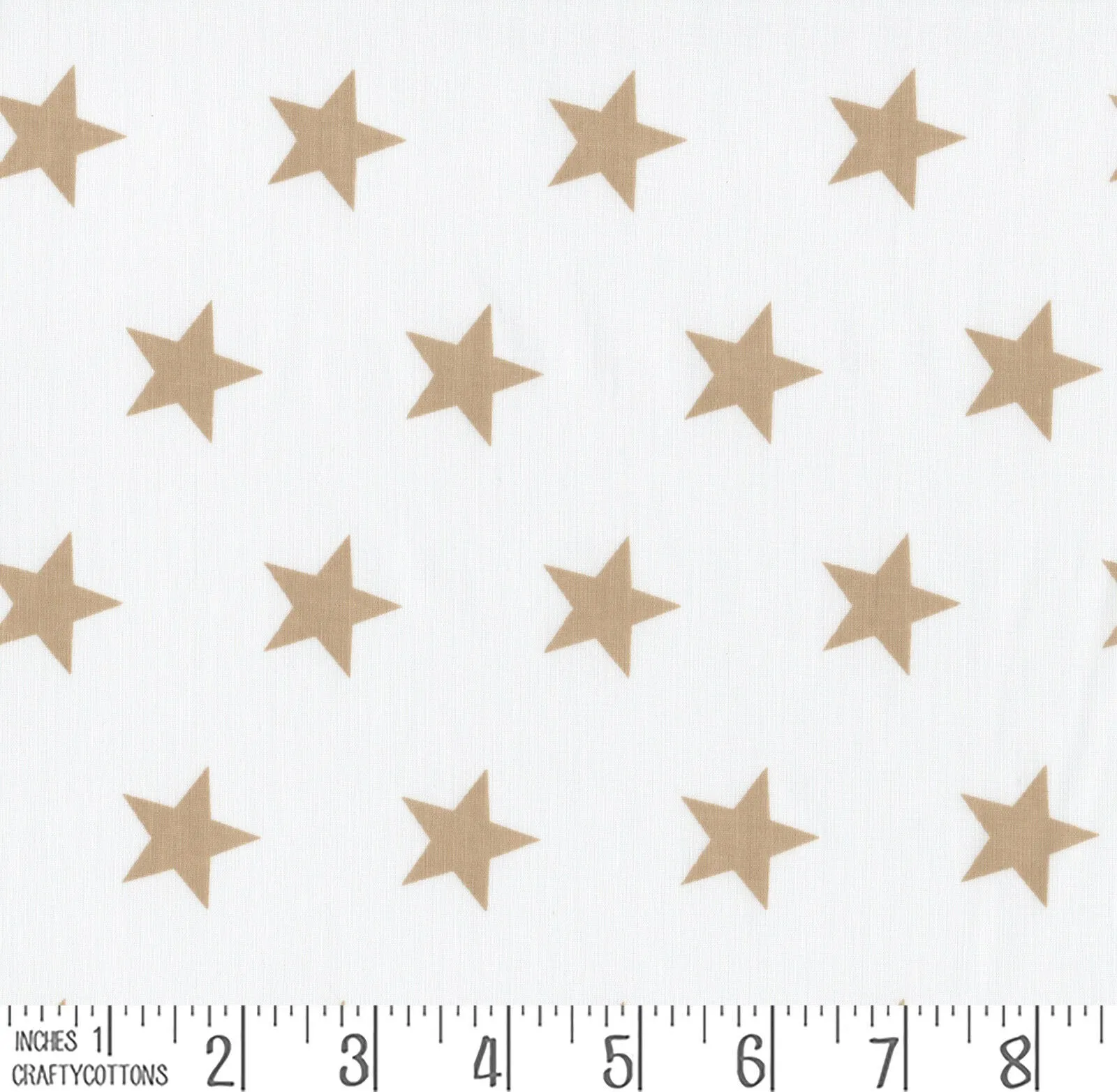 Beige Stars Polycotton Children Fabric Choose Size