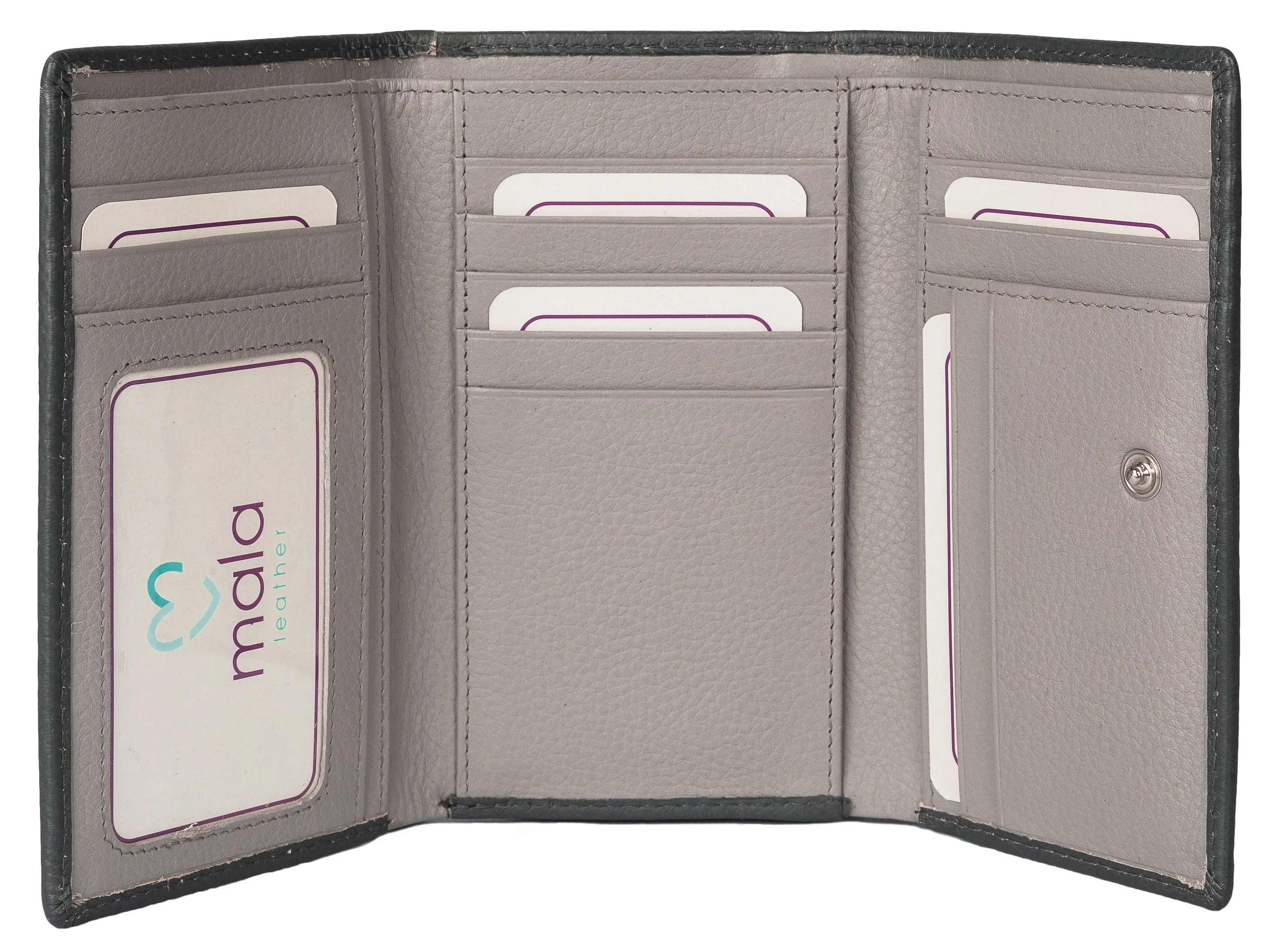 Best Friends Sitting Dogs Tri Fold Purse Purple - Mala Leather