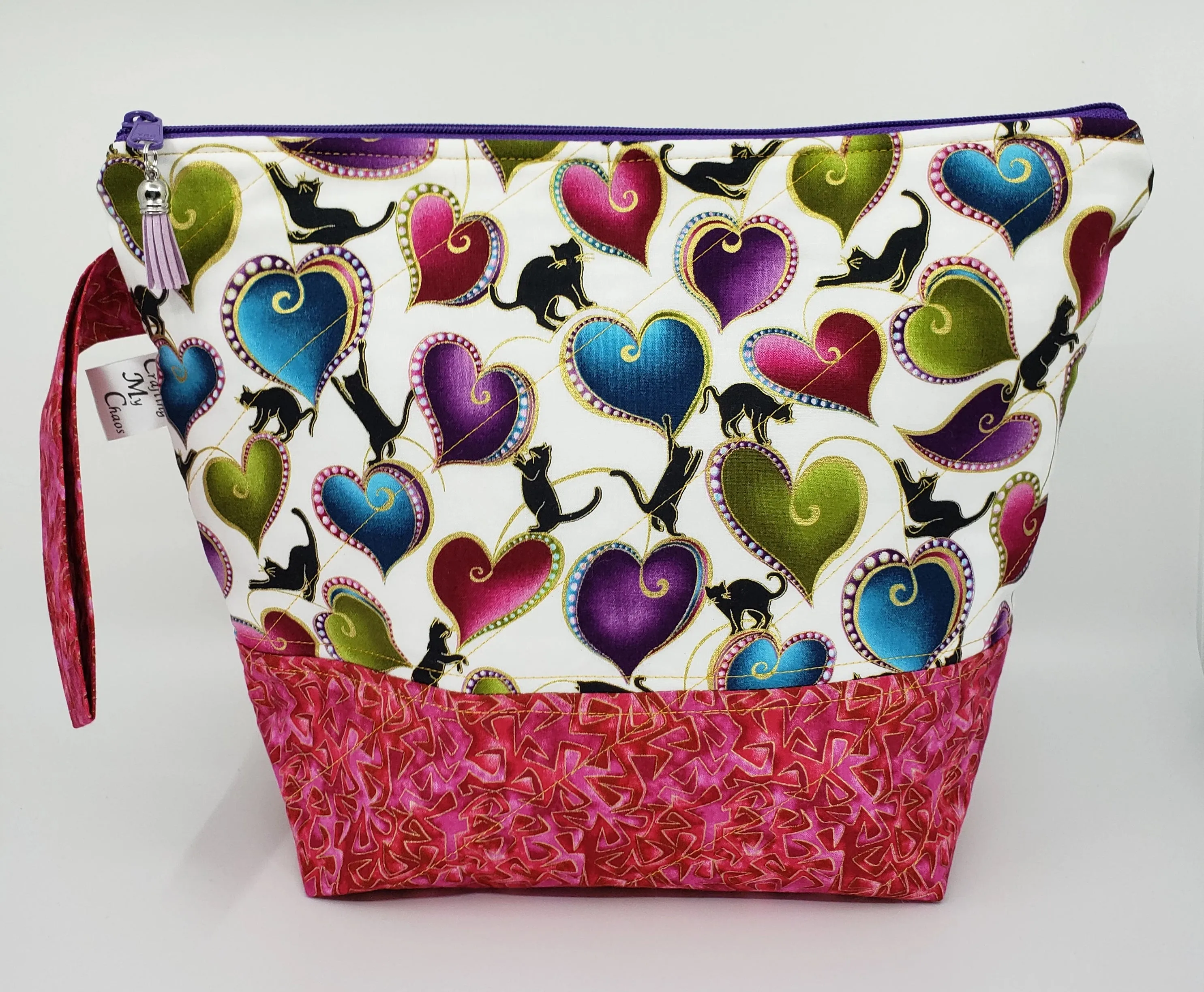 Black Cats in Pink - Project Bag - Medium
