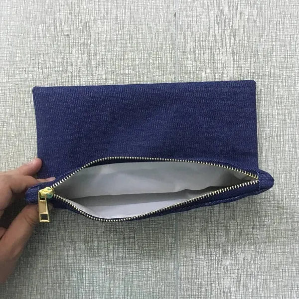 Blank Denim Makeup Bag