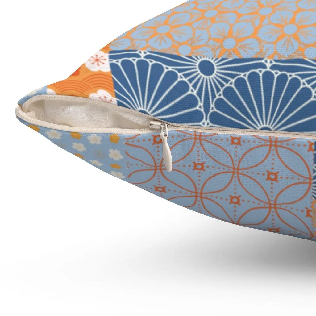 Blue and Orange Square Pillow