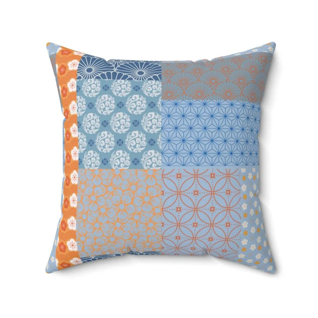 Blue and Orange Square Pillow