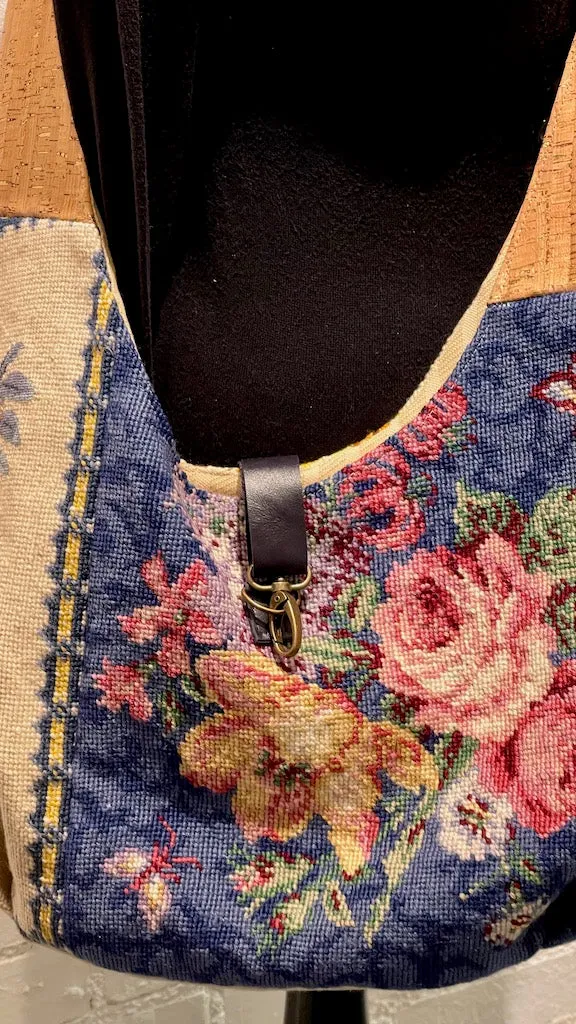 BLUE FLORAL"  Vintage Crossbody Handbag