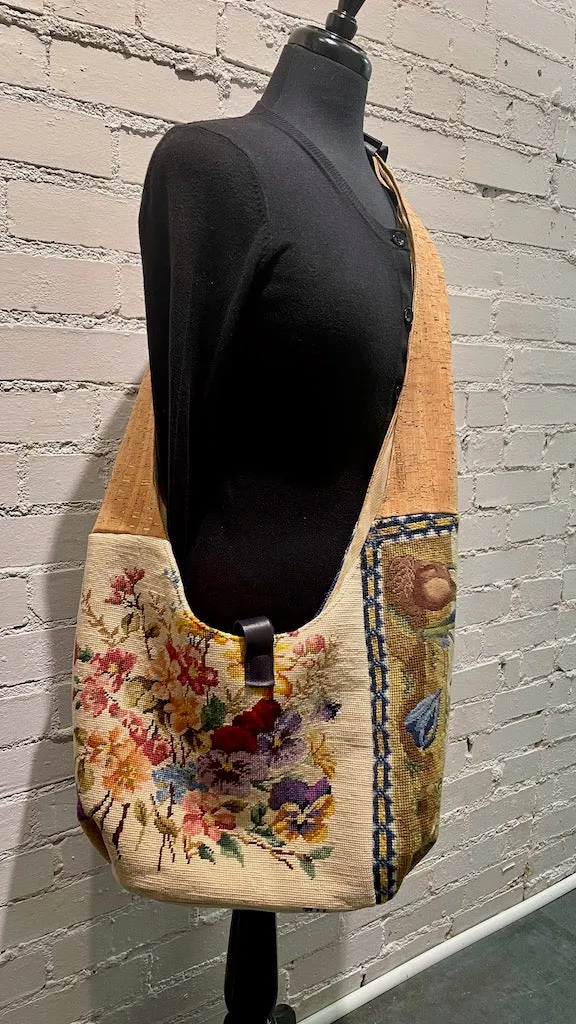 BLUE FLORAL"  Vintage Crossbody Handbag