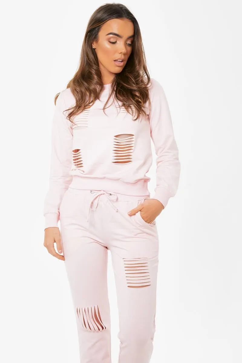 Blush Distressed Tracksuit - Mercy