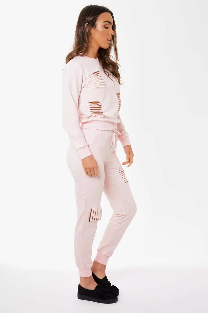 Blush Distressed Tracksuit - Mercy