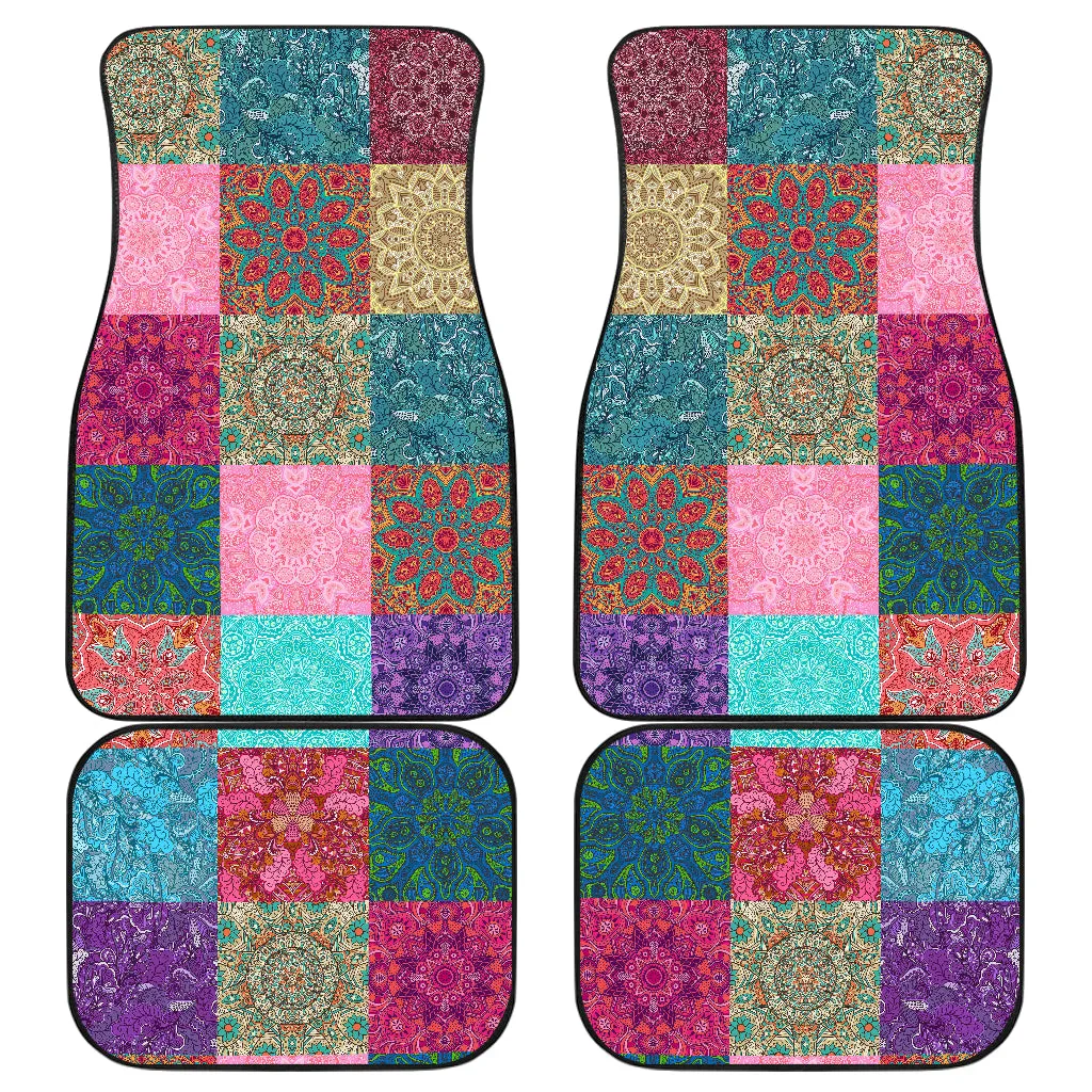 Boho Patchwork Design 02 Front And Back Car Mats (Set Of 4)