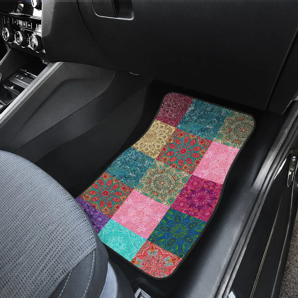 Boho Patchwork Design 02 Front And Back Car Mats (Set Of 4)