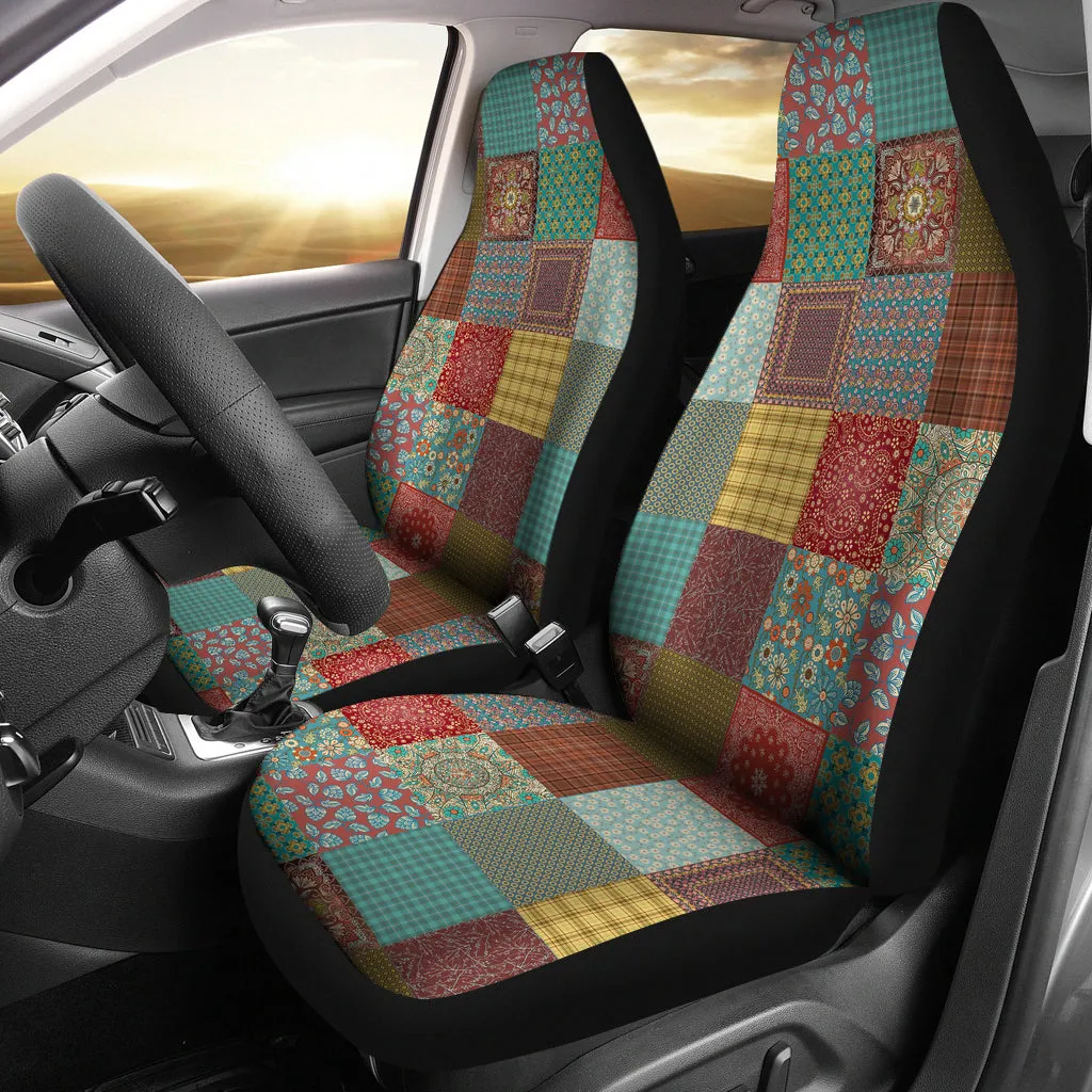 Boho Patchwork Earthy Car Seat Covers (Set of 2)