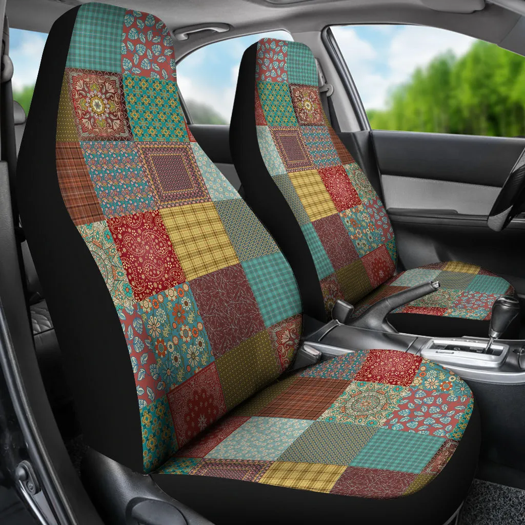 Boho Patchwork Earthy Car Seat Covers (Set of 2)