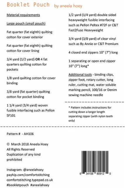 Booklet Pouch  Pattern --- Aneela Hoey