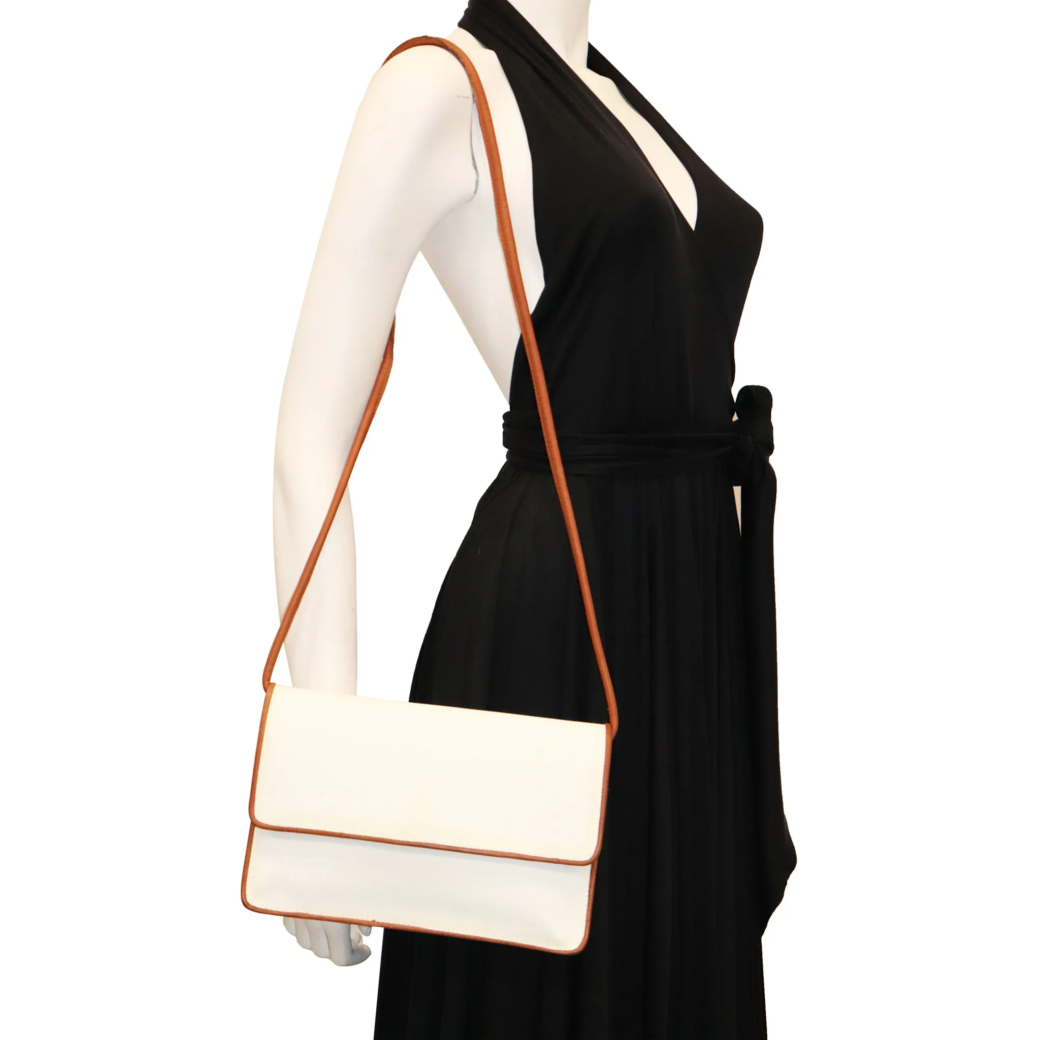 Bottega Veneta White Crossbody w/ Tan Accent and Strap