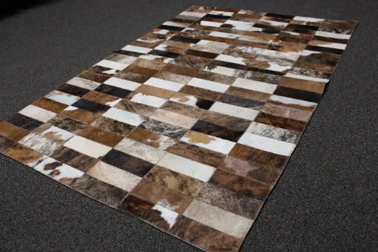 Brindle Patchwork Cowhide Rug – 55 x 35 inches - 140 x 89 cm | Premium Cowhide Patchwork Rug