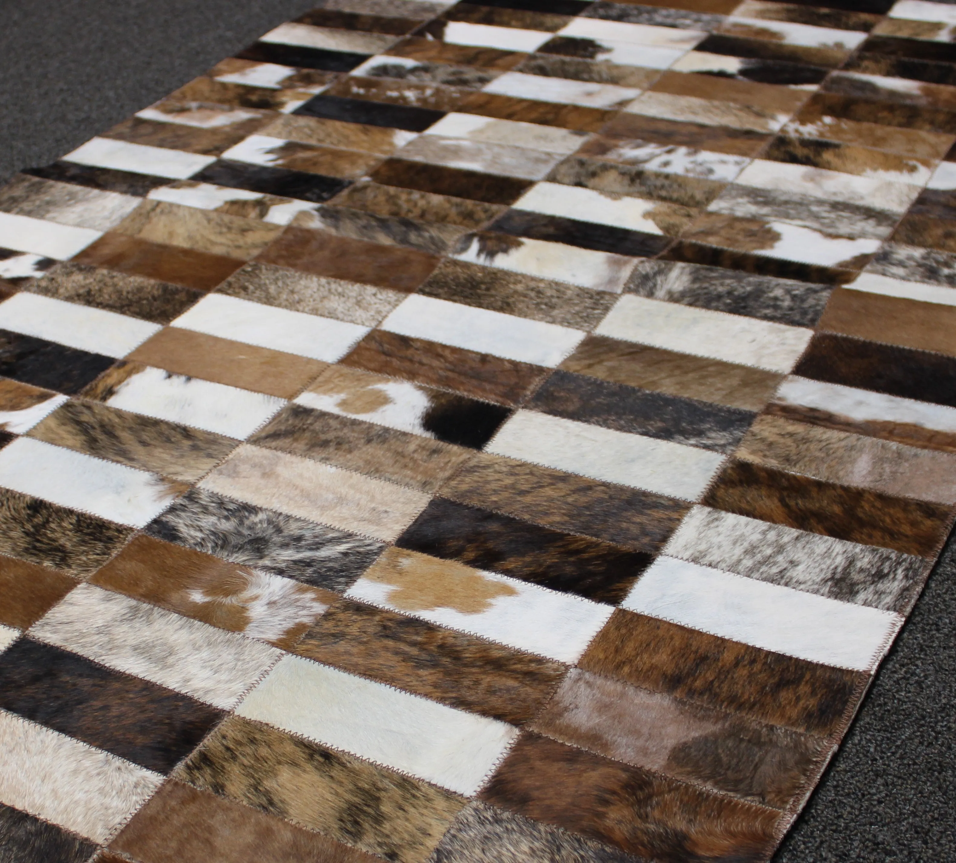 Brindle Patchwork Cowhide Rug – 55 x 35 inches - 140 x 89 cm | Premium Cowhide Patchwork Rug