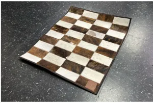 Brown & Gray Designer Patchwork Cowhide Rug - Size 24 x 20 IN | 64x 48 cm  | Premium Cowhide Rug