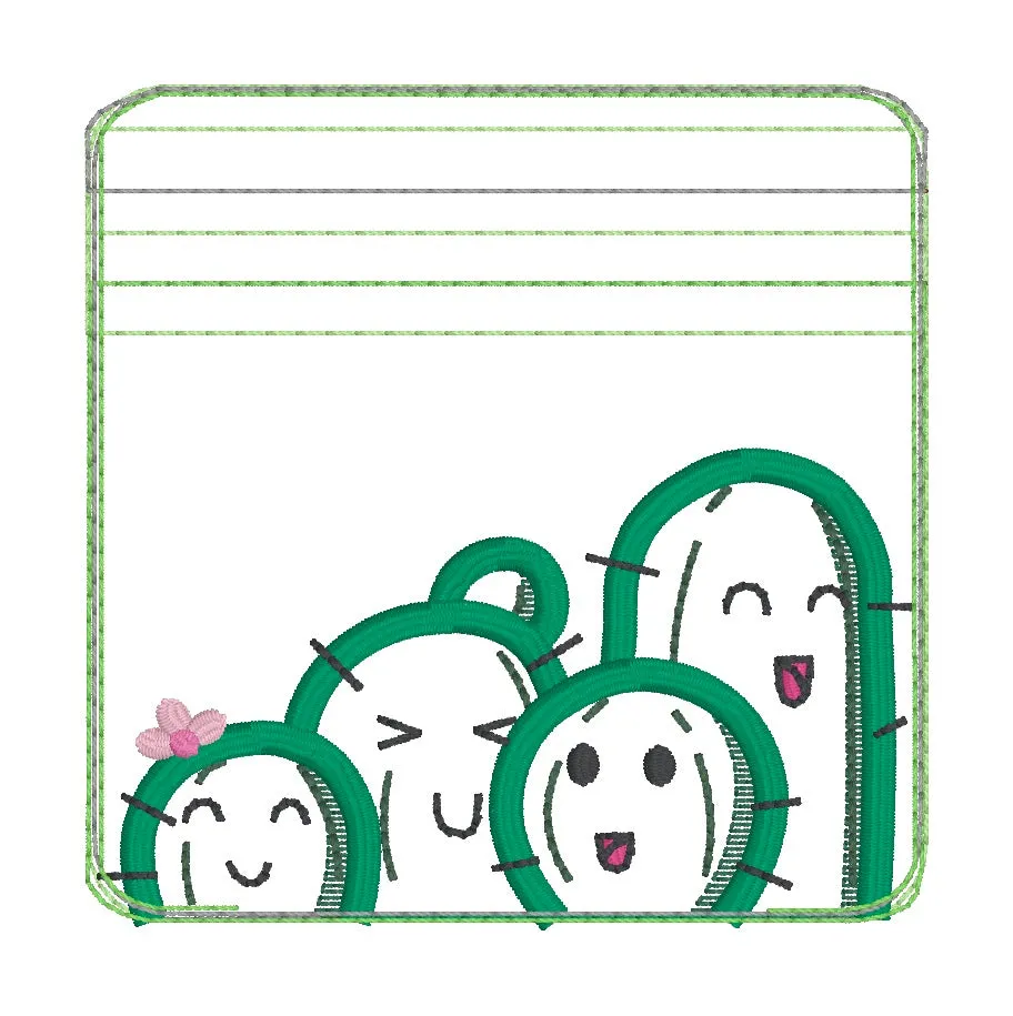 Cactus Family applique ITH Bag embroidery design (5 sizes available) July 24 Mystery Bundle DIGITAL DOWNLOAD