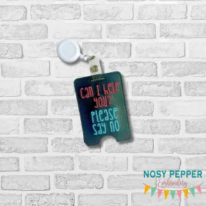 Can I Help You badge reel case machine embroidery design DIGITAL DOWNLOAD