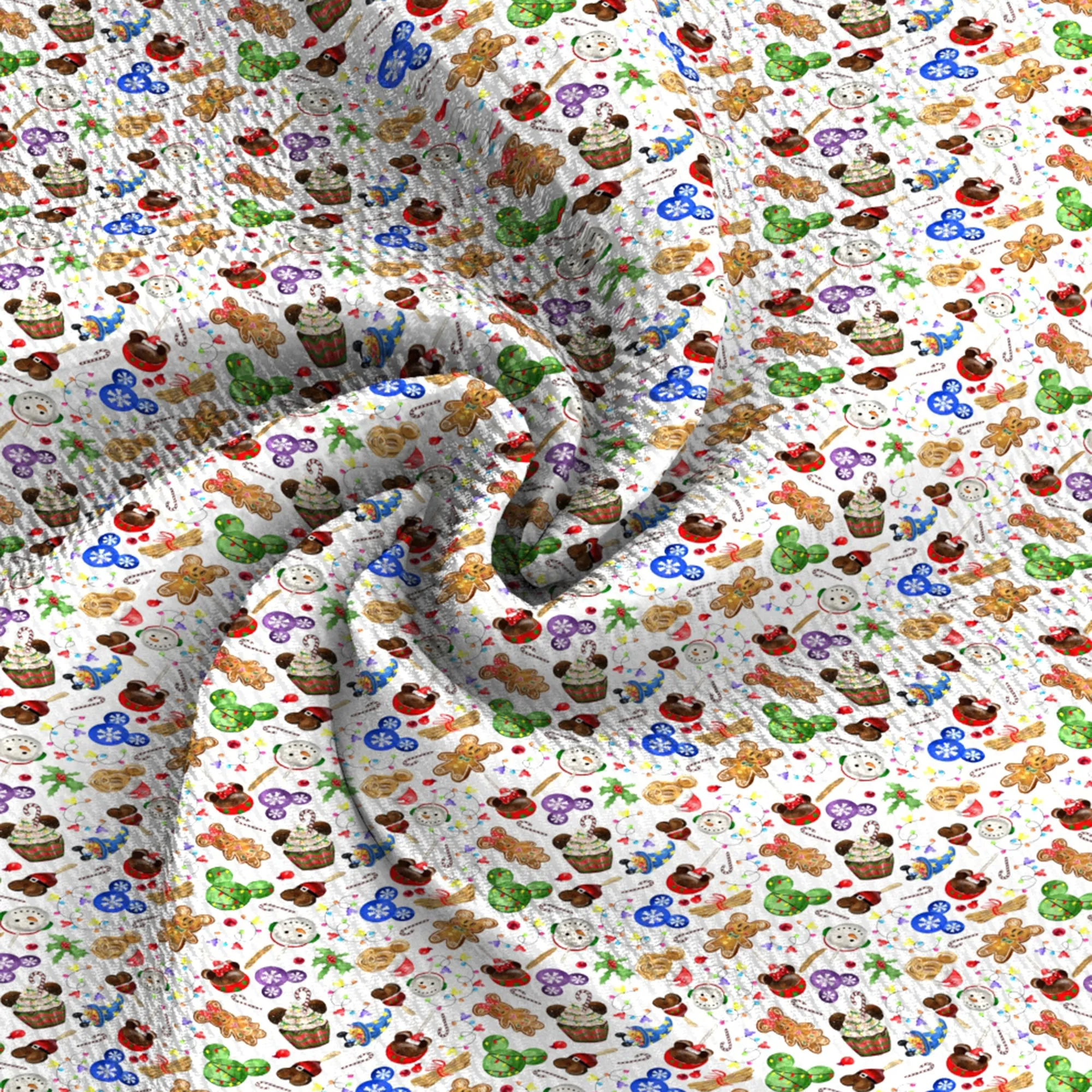 candy sweety christmas gingerbread man cake cupcake ice cream printed fabric
