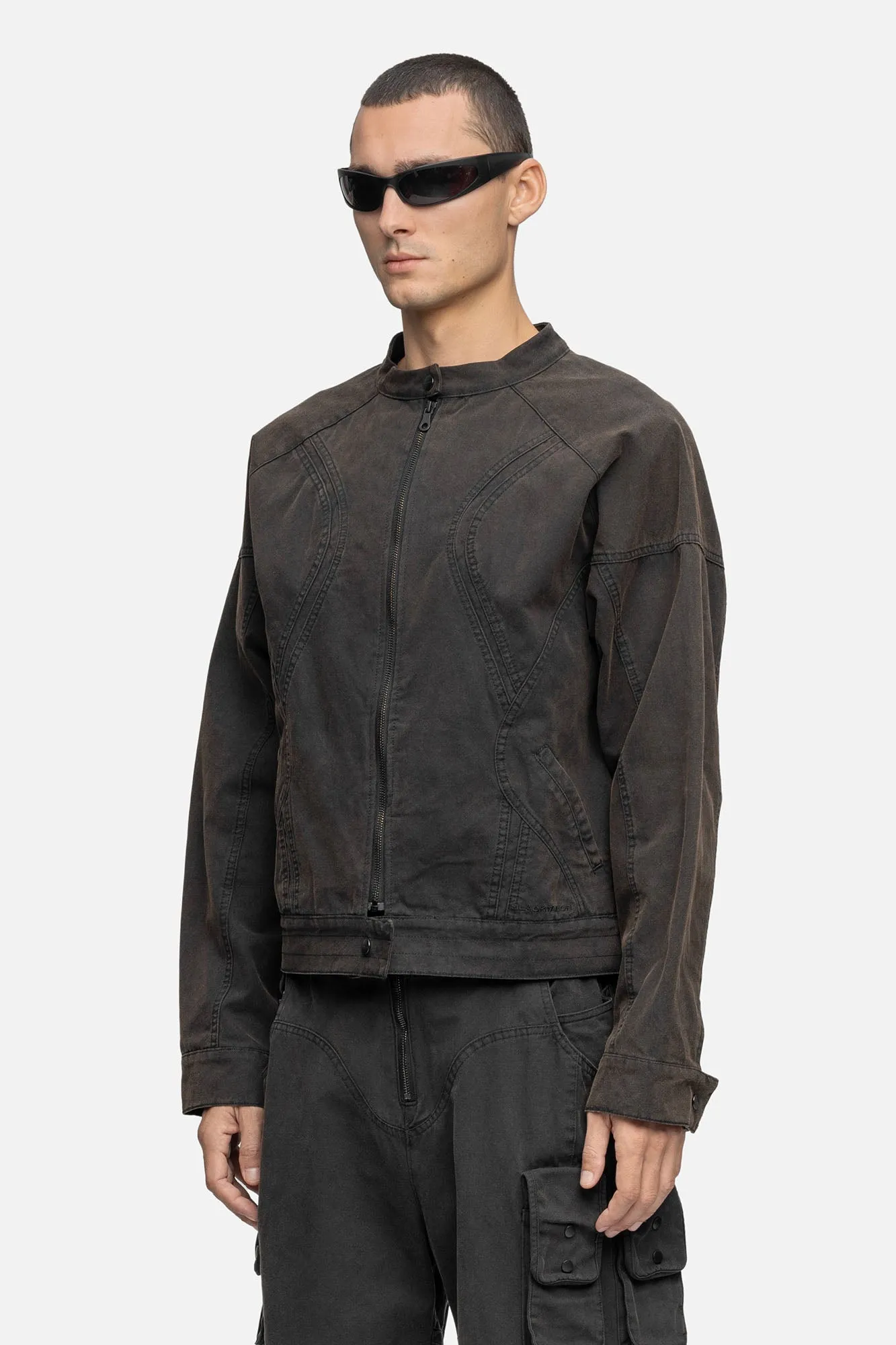 CANVAS BIKER JACKET RUST