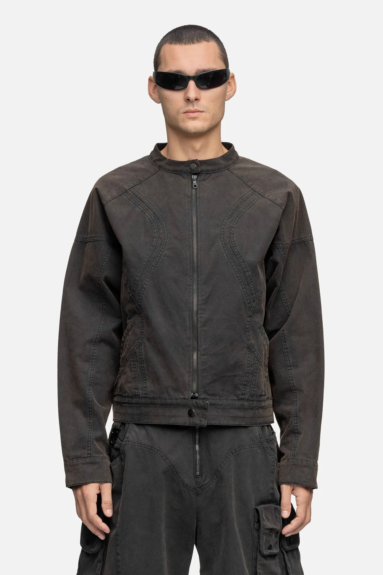 CANVAS BIKER JACKET RUST