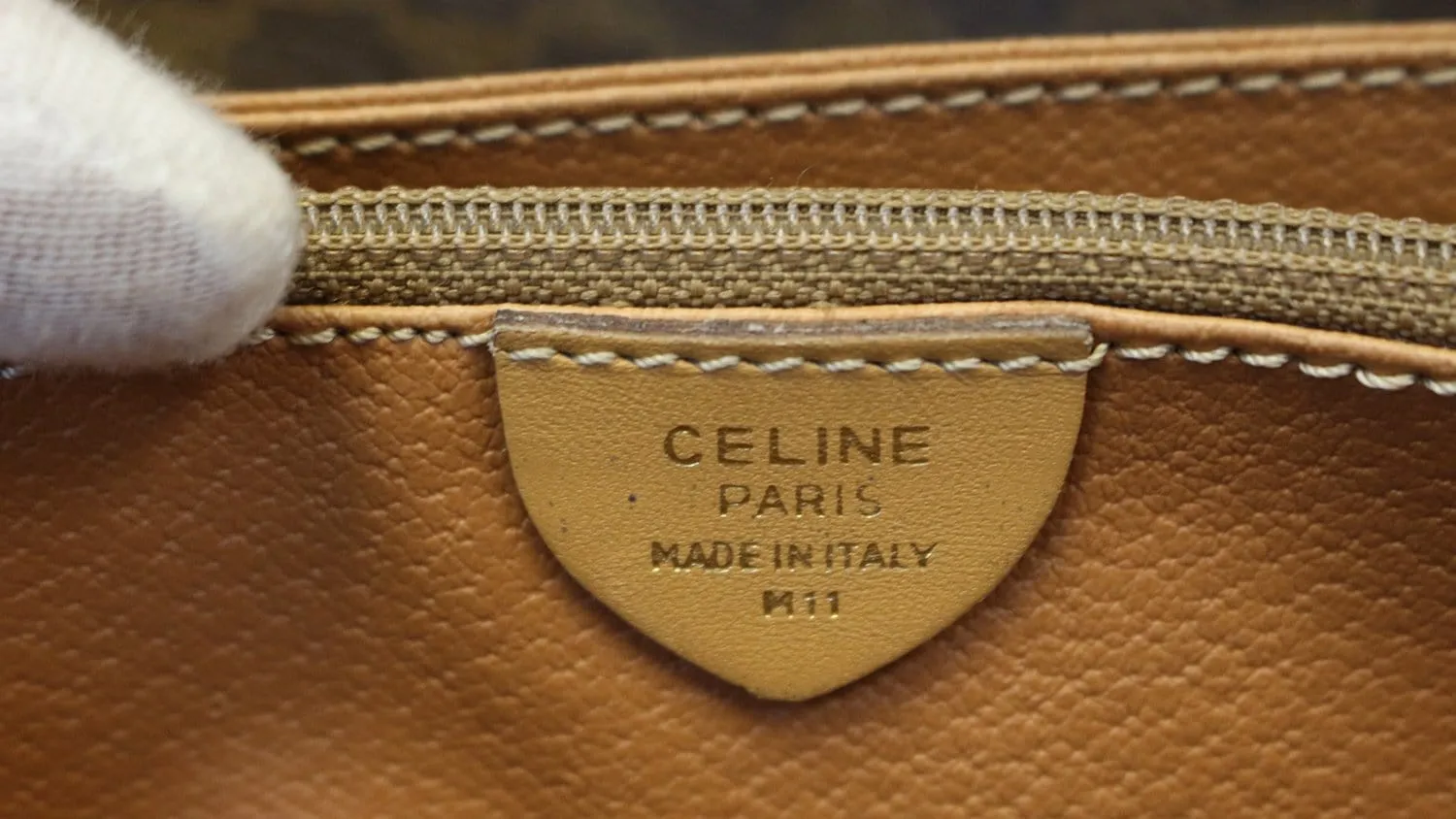 CELINE Macadam Pattern PVC Leather Brown Crossbody Bag