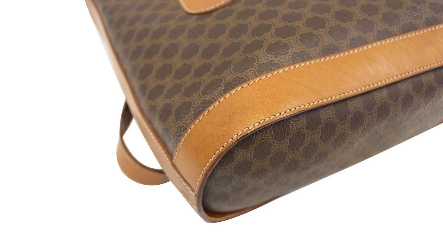 CELINE Macadam Pattern PVC Leather Brown Shoulder Bag