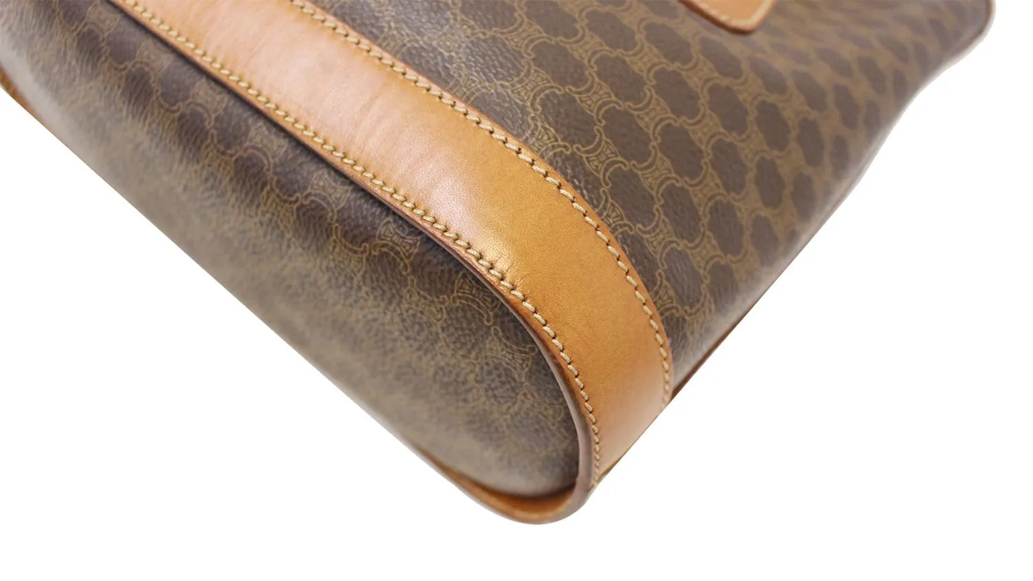 CELINE Macadam Pattern PVC Leather Brown Shoulder Bag