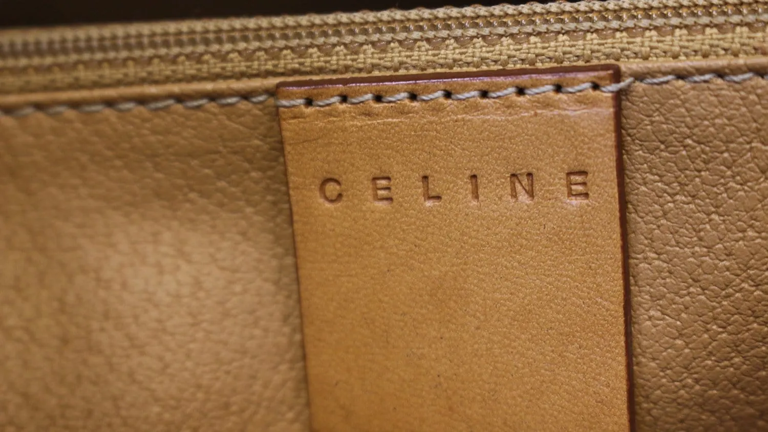 CELINE Macadam Pattern PVC Leather Brown Shoulder Bag