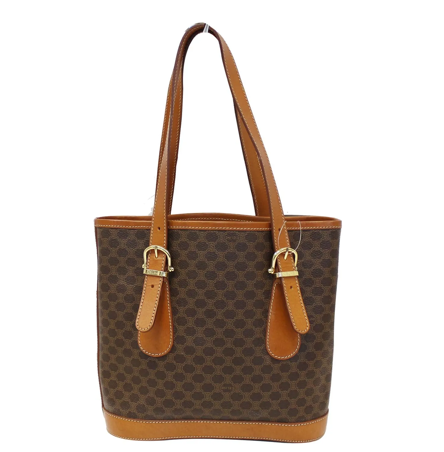 CELINE Macadam Pattern PVC Leather Brown Shoulder Bag