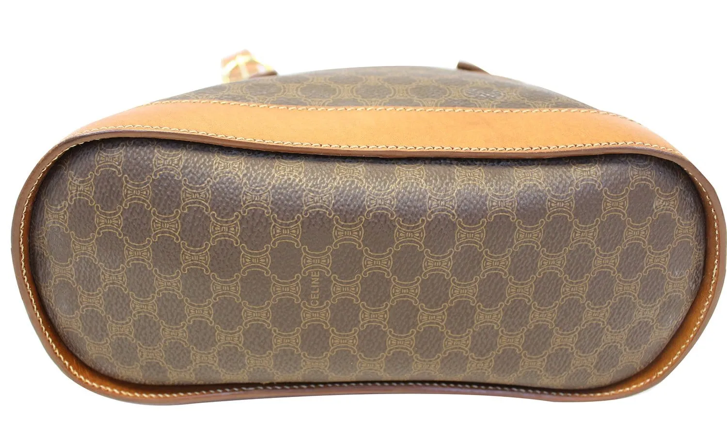 CELINE Macadam Pattern PVC Leather Brown Shoulder Bag