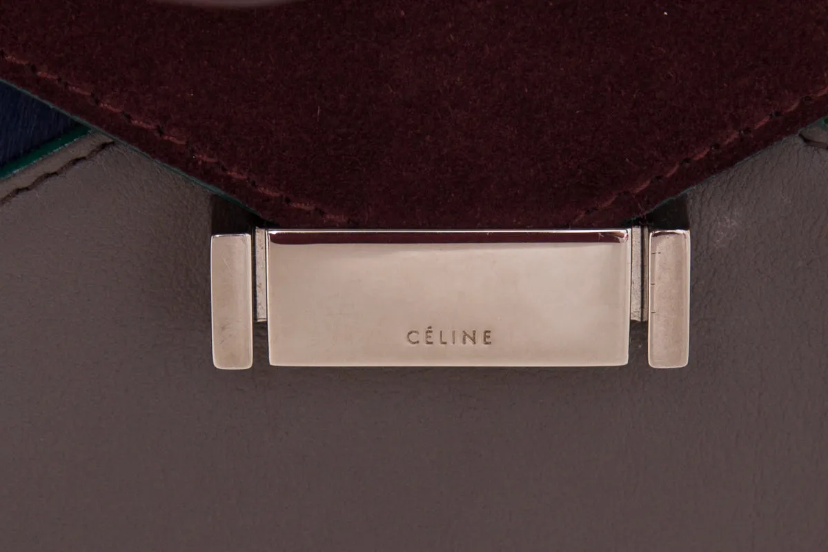 Celine Multicolor Diamond Suede & Pony Hair Shoulder Bag