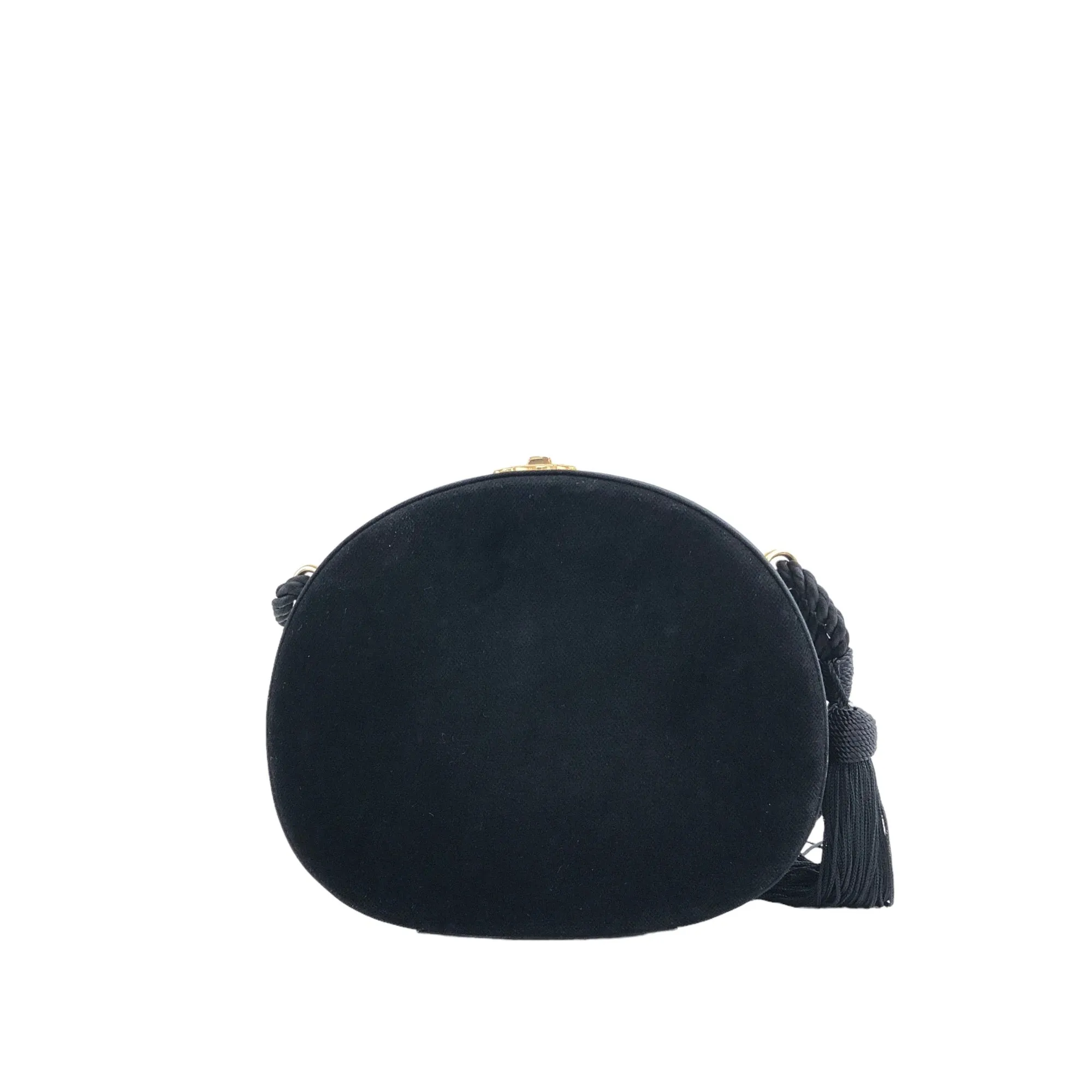 CELINE Triomphe Turn Lock Tassel Shoulder bag Black Vintage d2kx88