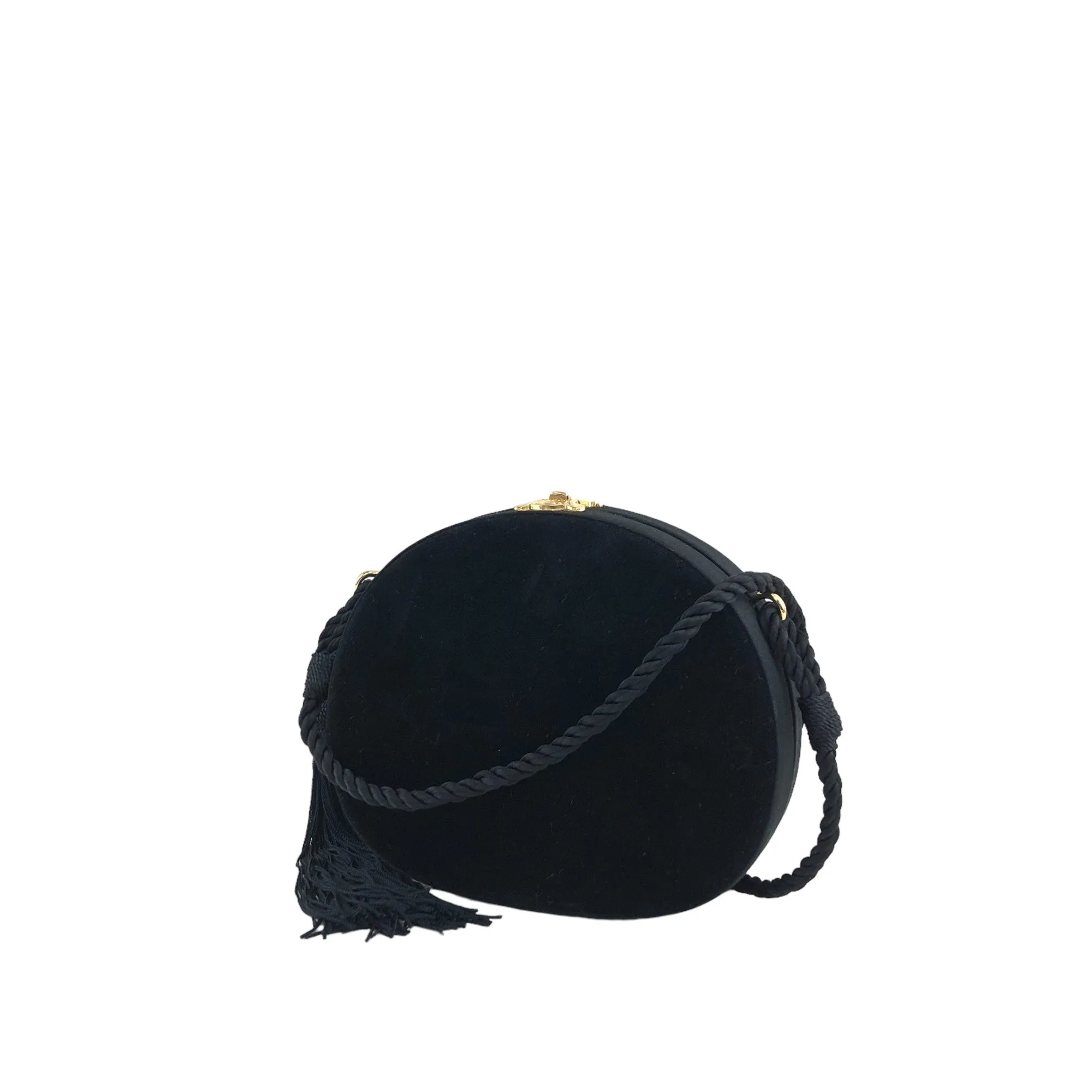 CELINE Triomphe Turn Lock Tassel Shoulder bag Black Vintage d2kx88
