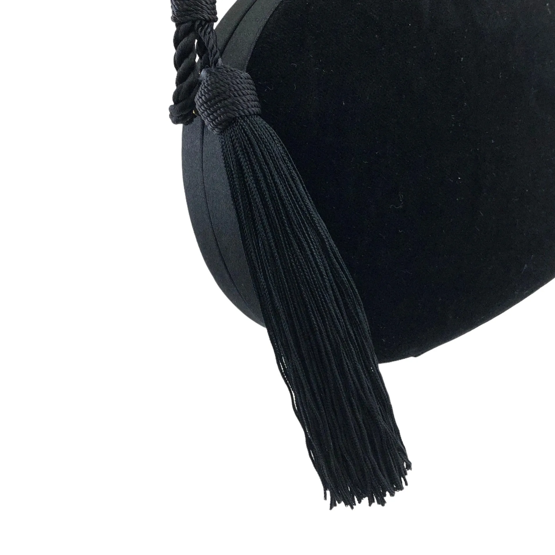 CELINE Triomphe Turn Lock Tassel Shoulder bag Black Vintage d2kx88