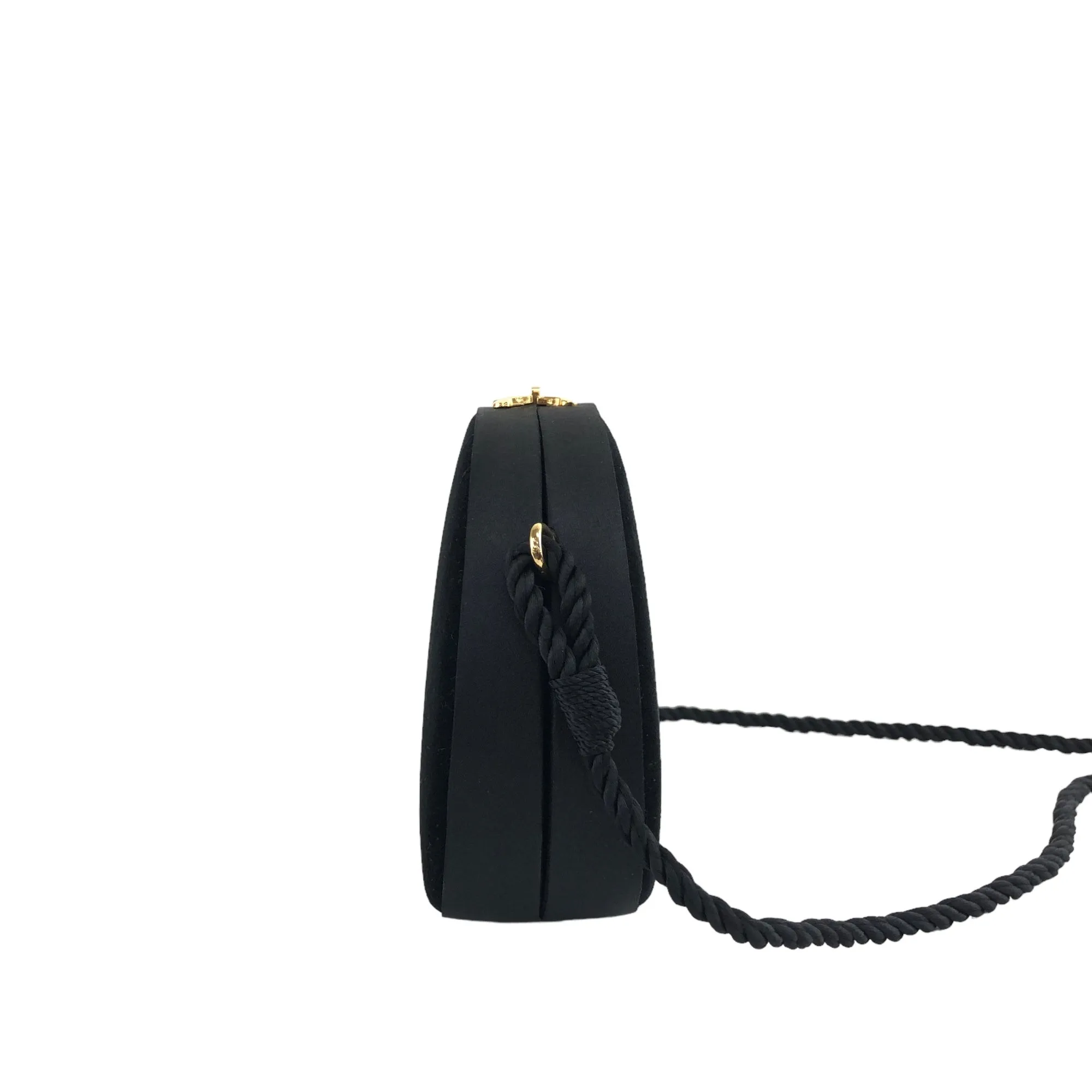 CELINE Triomphe Turn Lock Tassel Shoulder bag Black Vintage d2kx88