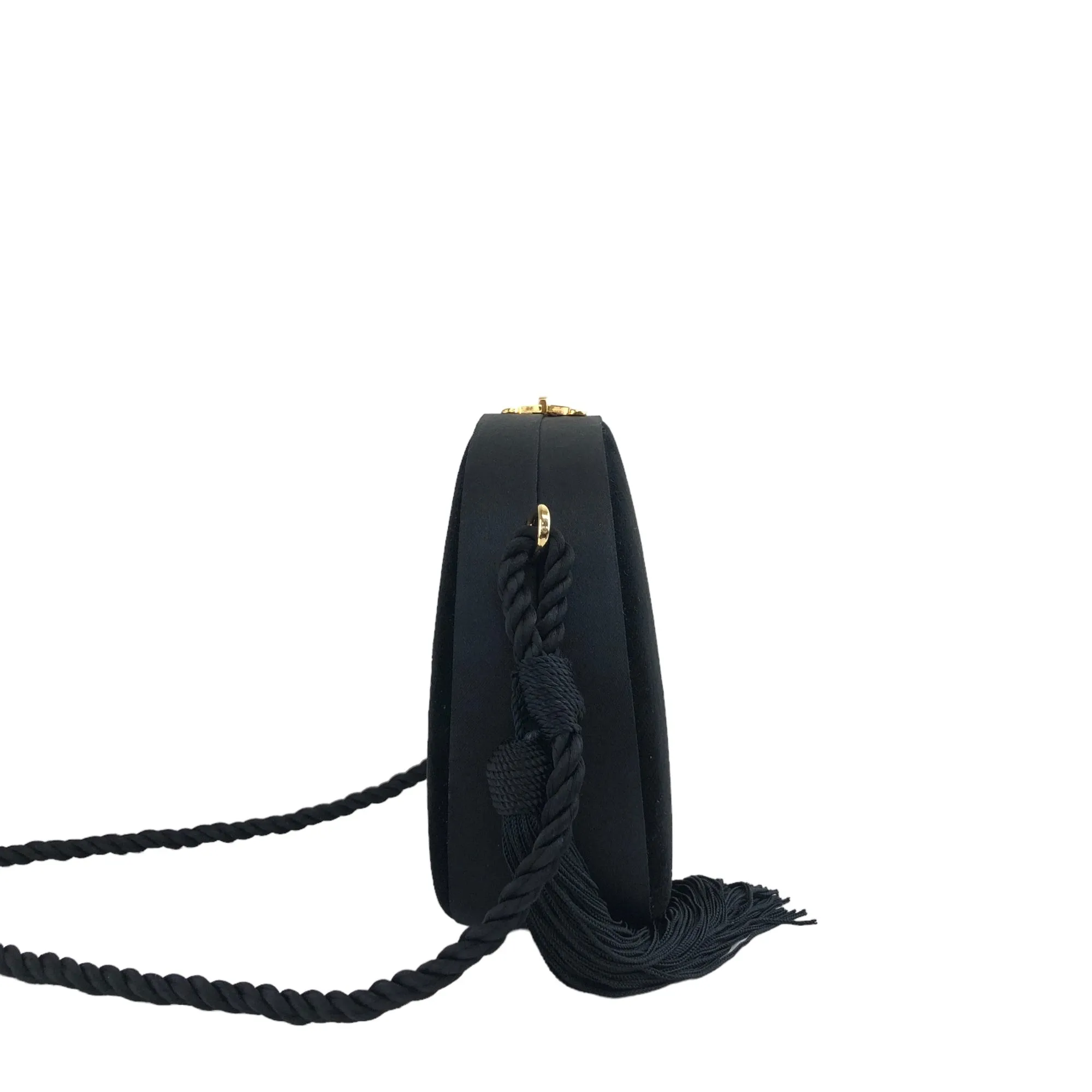 CELINE Triomphe Turn Lock Tassel Shoulder bag Black Vintage d2kx88