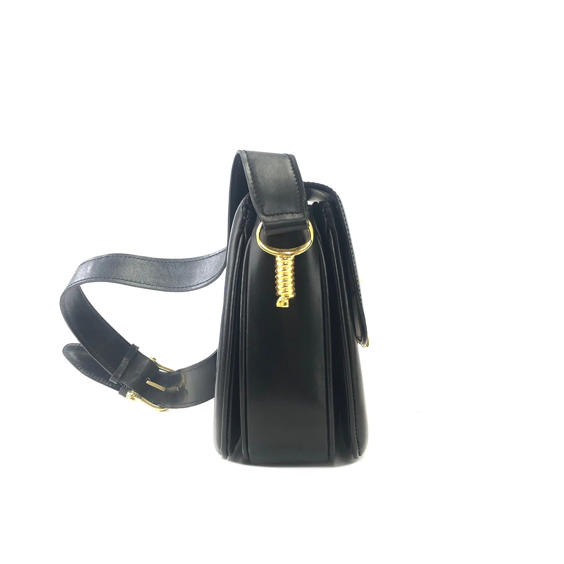 CELINE Twist Horse carriage Crossbody Shoulderbag Black Vintage Old CELINE jhk8y5