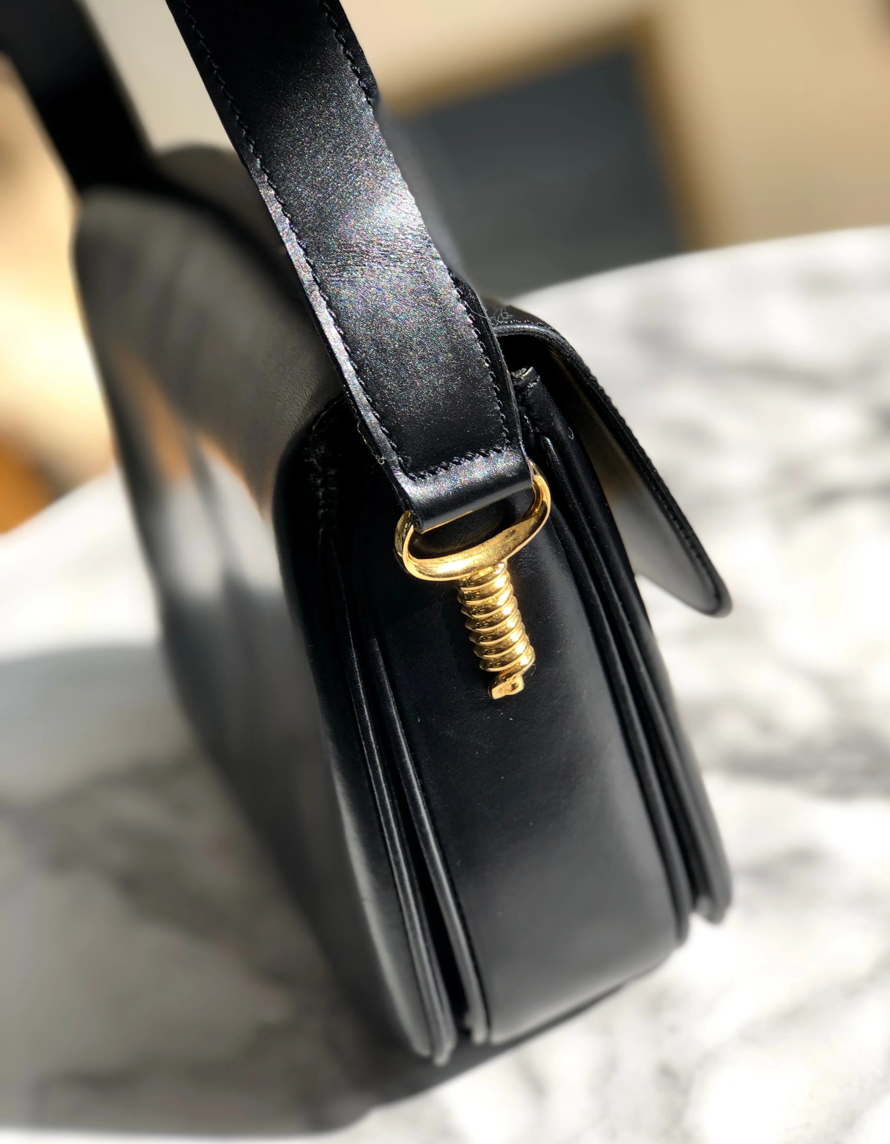 CELINE Twist Horse carriage Crossbody Shoulderbag Black Vintage Old CELINE jhk8y5