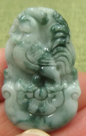 Certified Natural Jadeite Emerald A*Jade HandCarved Rooster Pendant C1938 with Gift Box