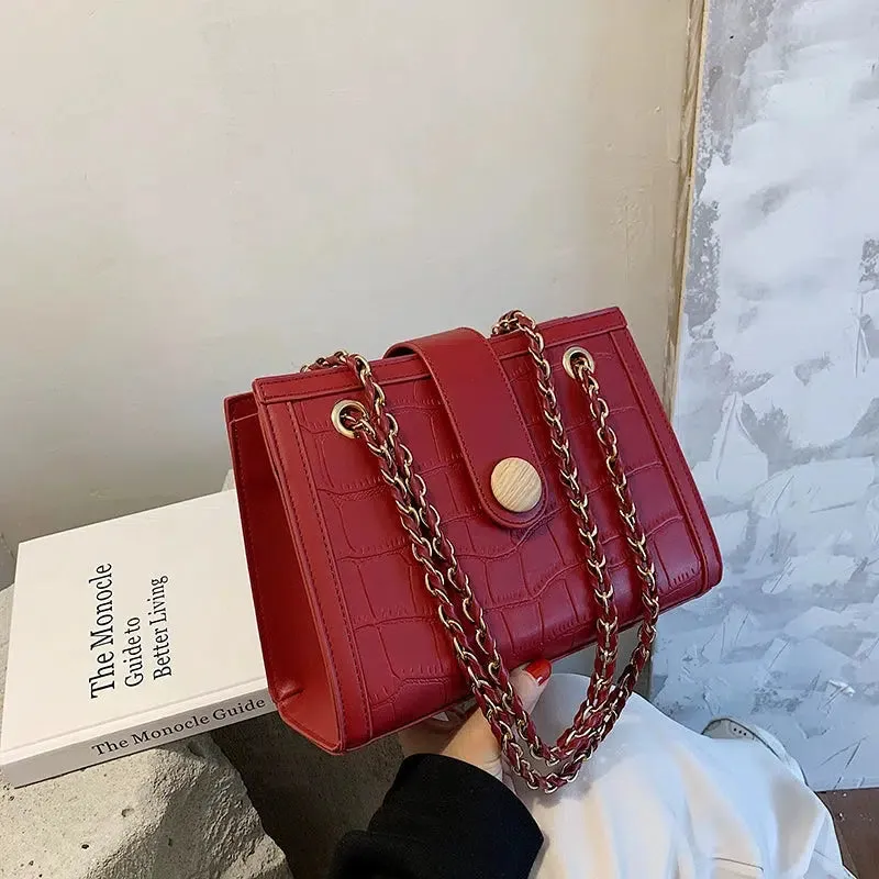 Chain Strap Crocodile Pattern Shoulder Bag