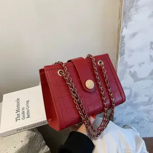 Chain Strap Crocodile Pattern Shoulder Bag