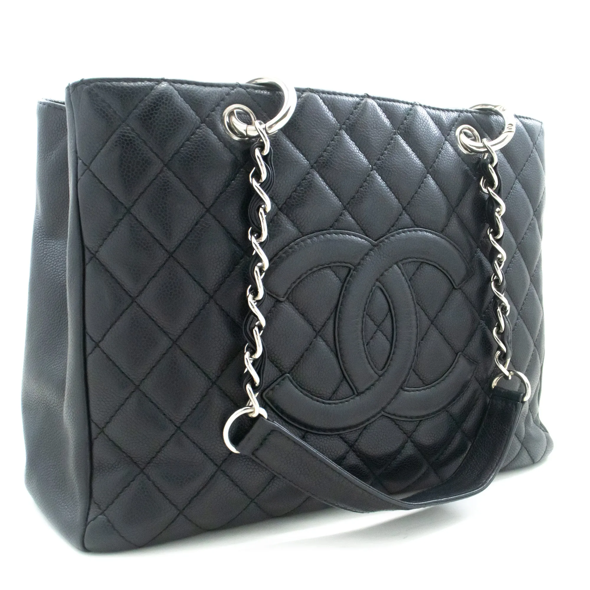 CHANEL Caviar GST 13" Grand Shopping Tote Chain Shoulder Bag Black m13