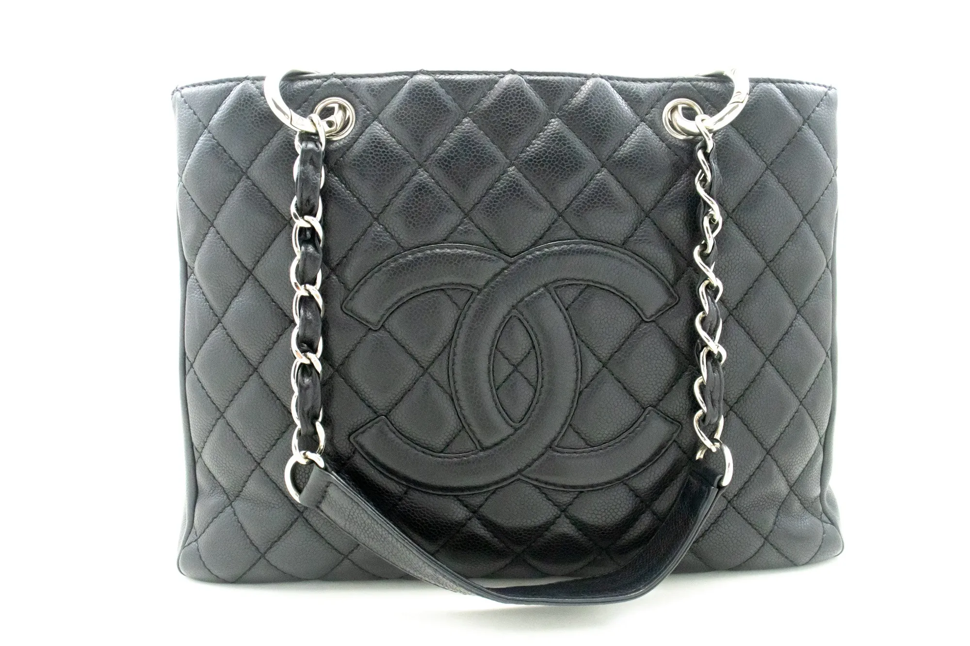 CHANEL Caviar GST 13" Grand Shopping Tote Chain Shoulder Bag Black m13