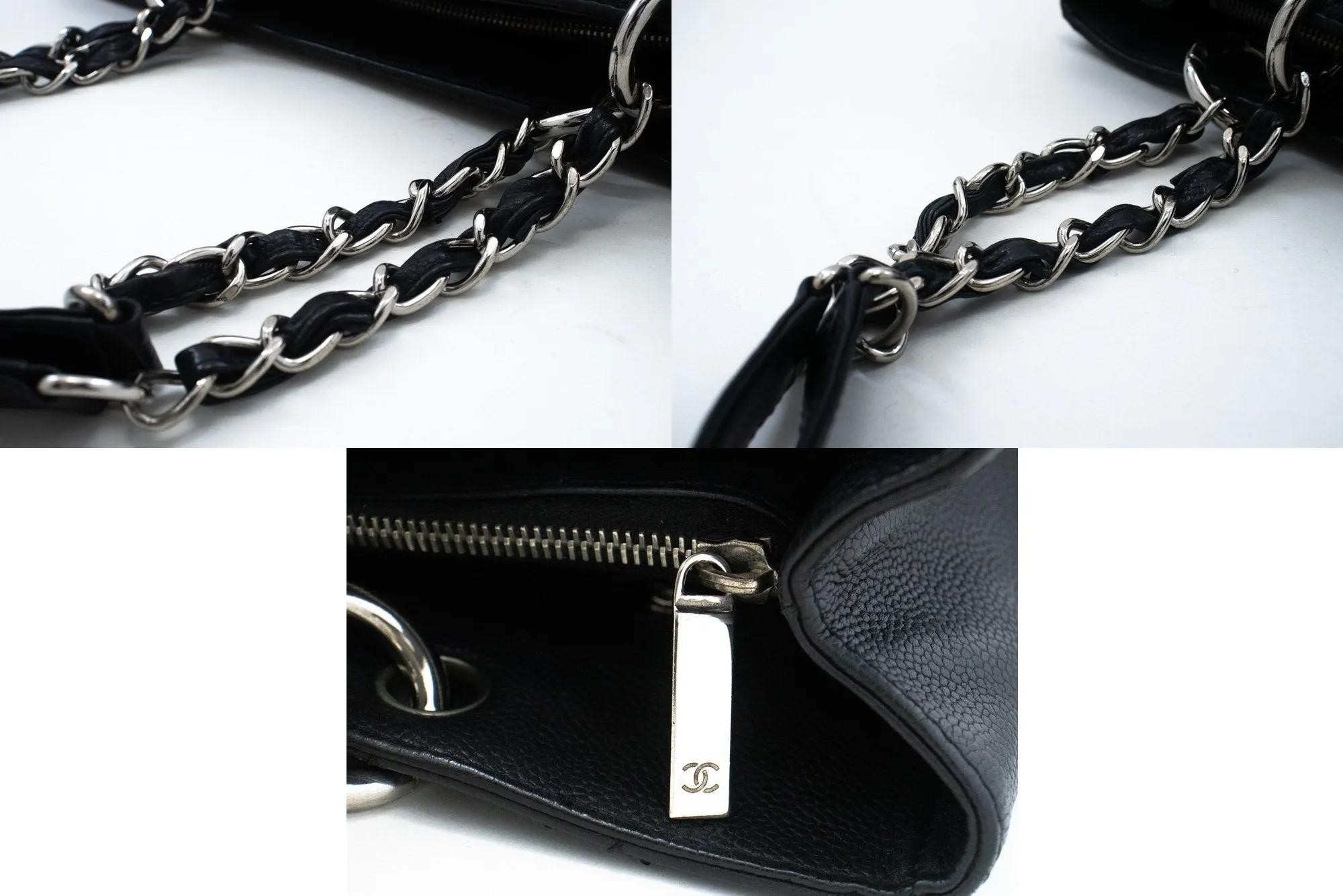 CHANEL Caviar GST 13" Grand Shopping Tote Chain Shoulder Bag Black m13