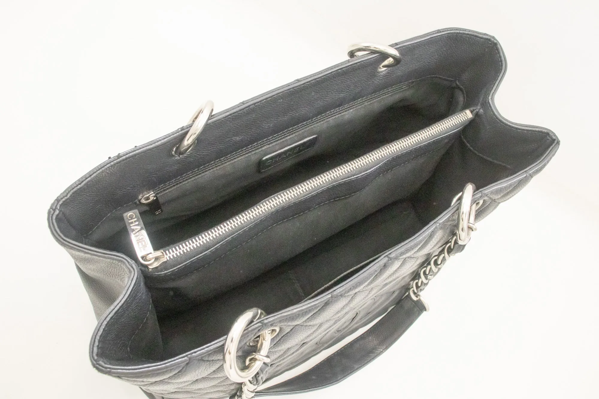 CHANEL Caviar GST 13" Grand Shopping Tote Chain Shoulder Bag Black m13