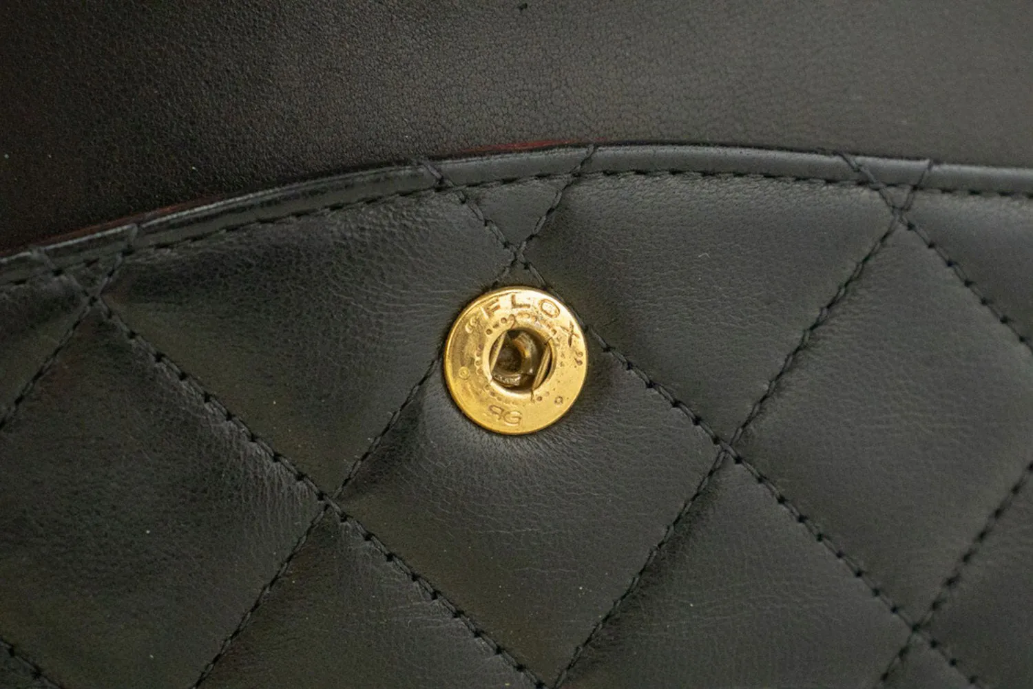 CHANEL Classic Double Flap 10" Chain Shoulder Bag Black Lambskin p53