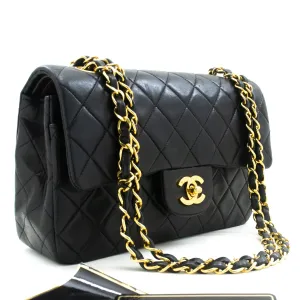 CHANEL Classic Double Flap 9" Chain Shoulder Bag Black Lambskin m79
