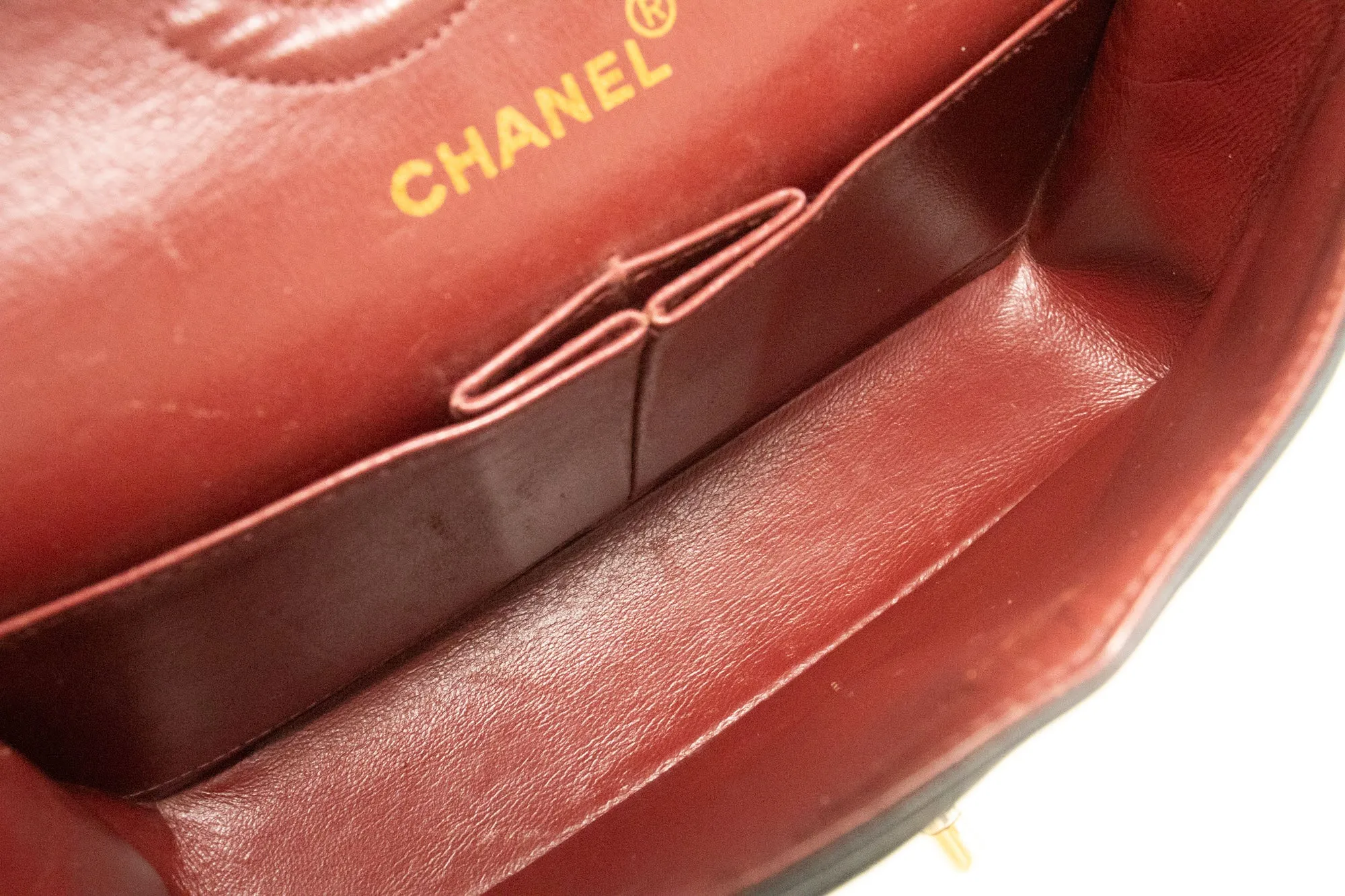 CHANEL Classic Double Flap 9" Chain Shoulder Bag Black Lambskin p48
