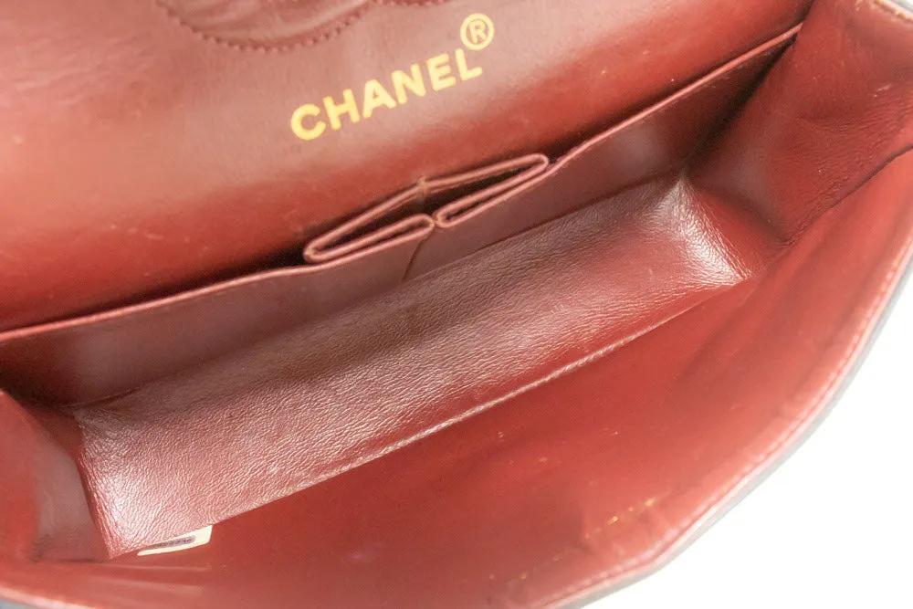CHANEL Classic Double Flap 9" Chain Shoulder Bag Black Lambskin p48