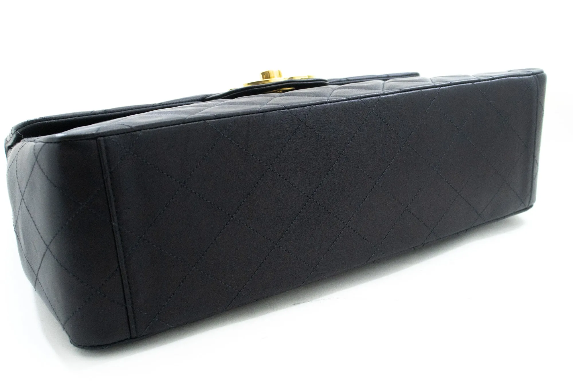 CHANEL Classic Large 13" Flap Chain Shoulder Bag Black Lambskin n52